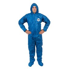 International Enviroguard Blue Coverall with Hood & Boot, Elastic Wrist & Back Front Zipper with Storm Flap