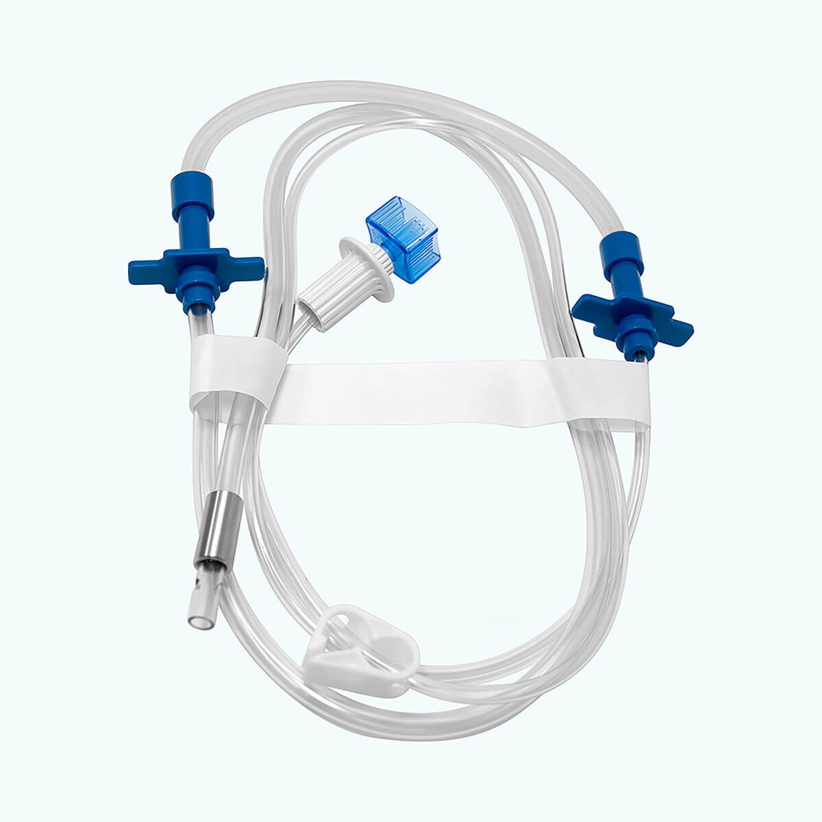 MPS Pharma G827 Luer-to-oral repeater pump tubing set with male Luer Lock, syringe tip adapter, tubing weight and pinch clamp