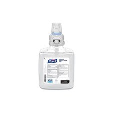Clear 1200 mL PURELL surgical scrub sanitizer refill bottle with integrated dispensing cap and front product label.
