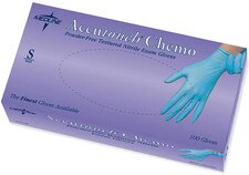 Accutouch chemo-rated nitrile exam gloves box packaging, powder-free textured gloves