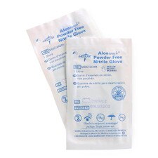 AloeTouch chemo-rated nitrile exam glove single sterile pouch packaging