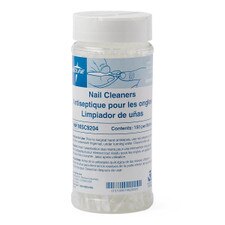 Medline fingernail cleaner pick tools packaged in a clear plastic bottle with white screw-top lid and multilingual label.