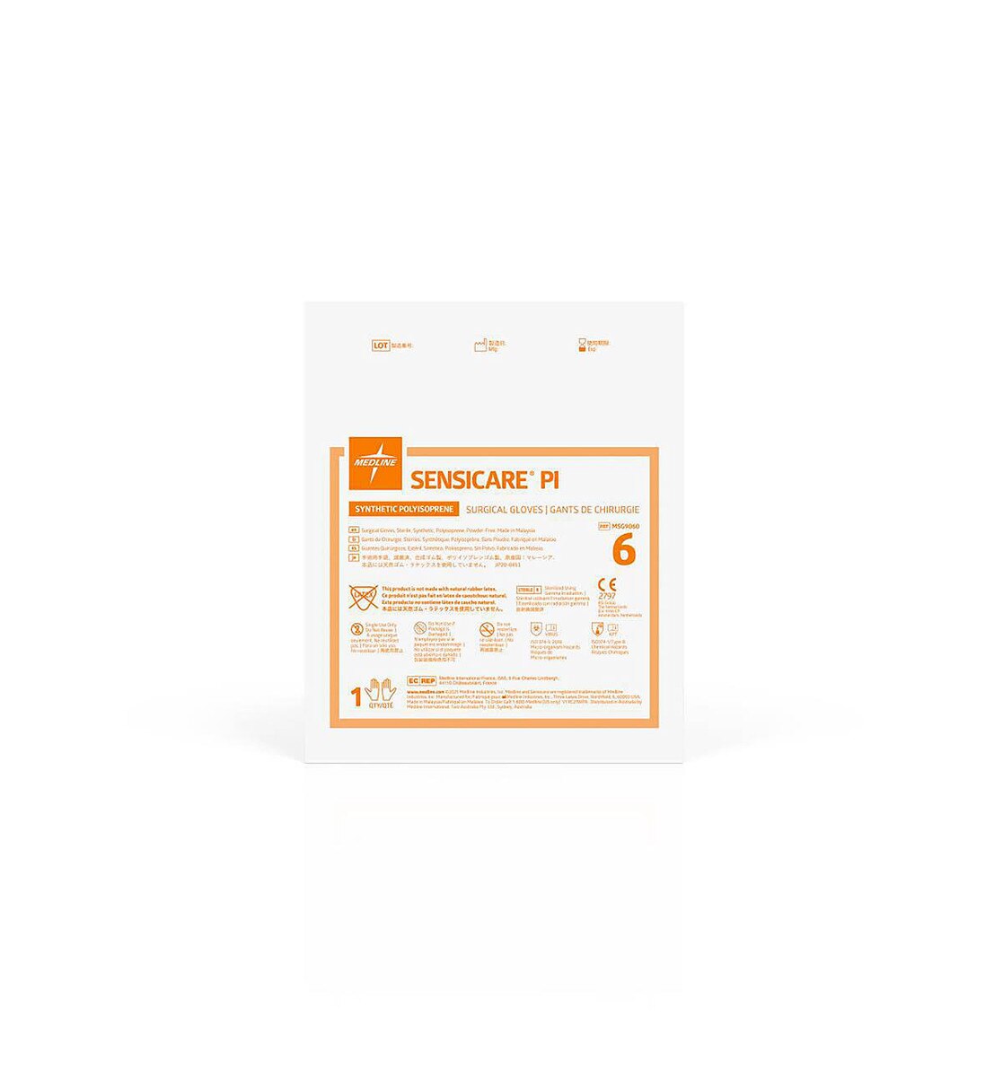 SensiCare PI chemo-rated polyisoprene surgical gloves size 6.0 sterile pouch