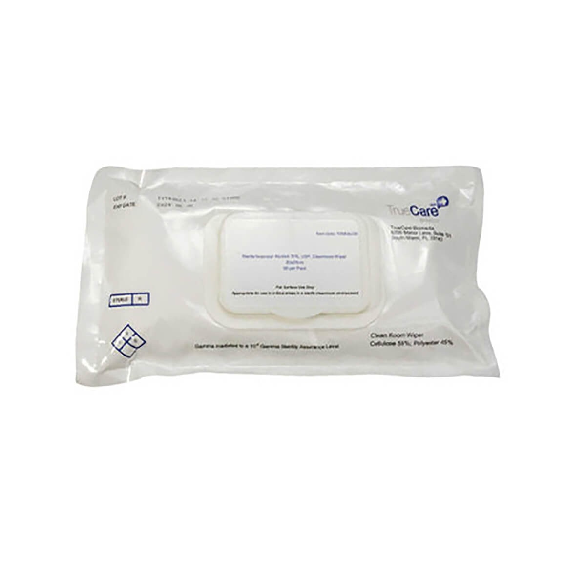 Sterile pre-saturated 70% IPA blend wipes in sealed 9x9 soft pack with flip-top lid.